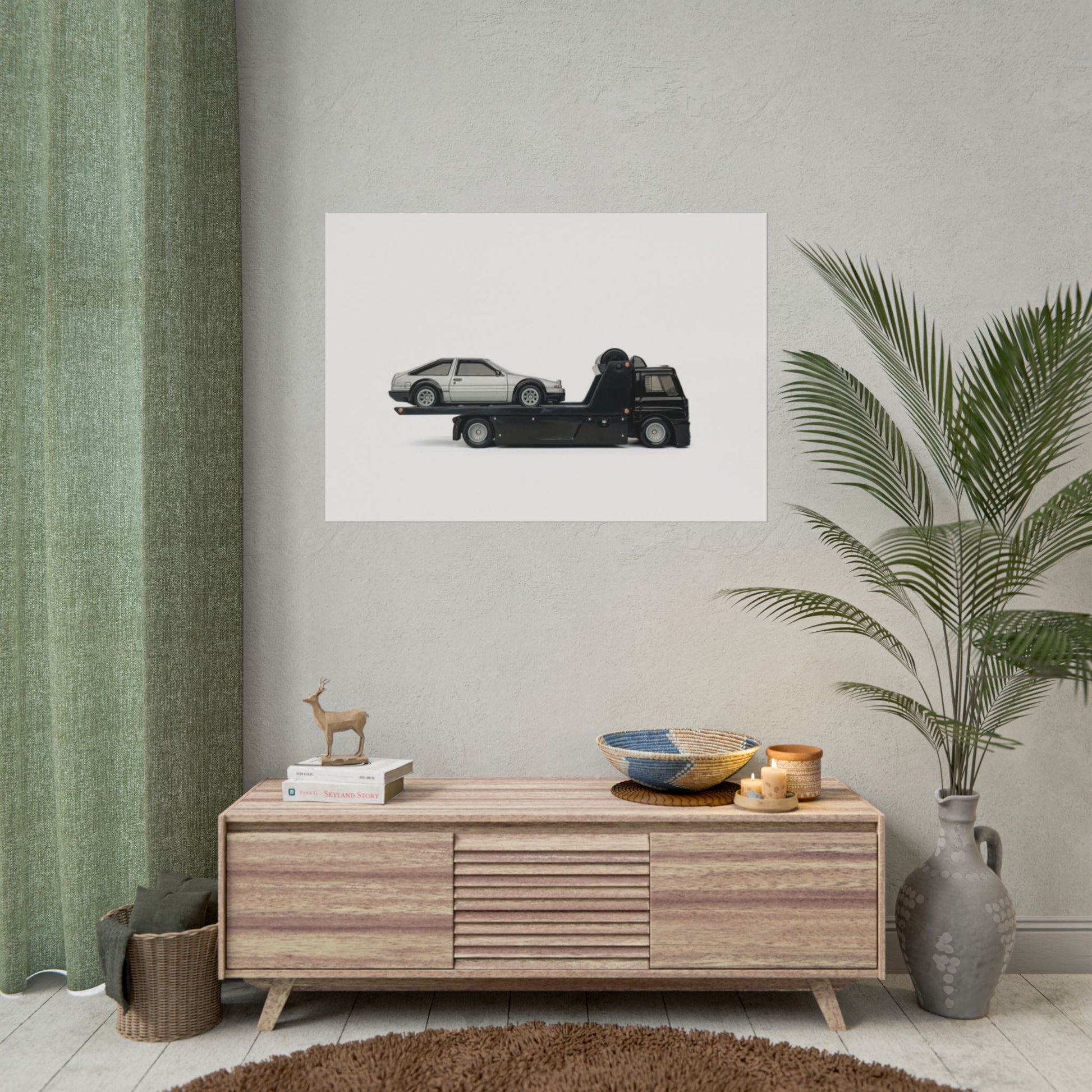 Silver AE86 JDM car on tow truck - Photography Print