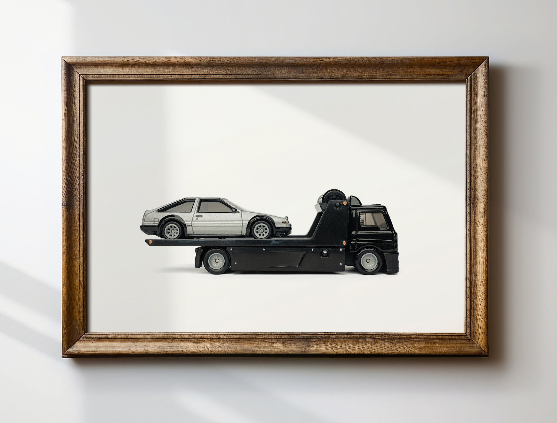 Silver AE86 JDM car on tow truck - Photography Print