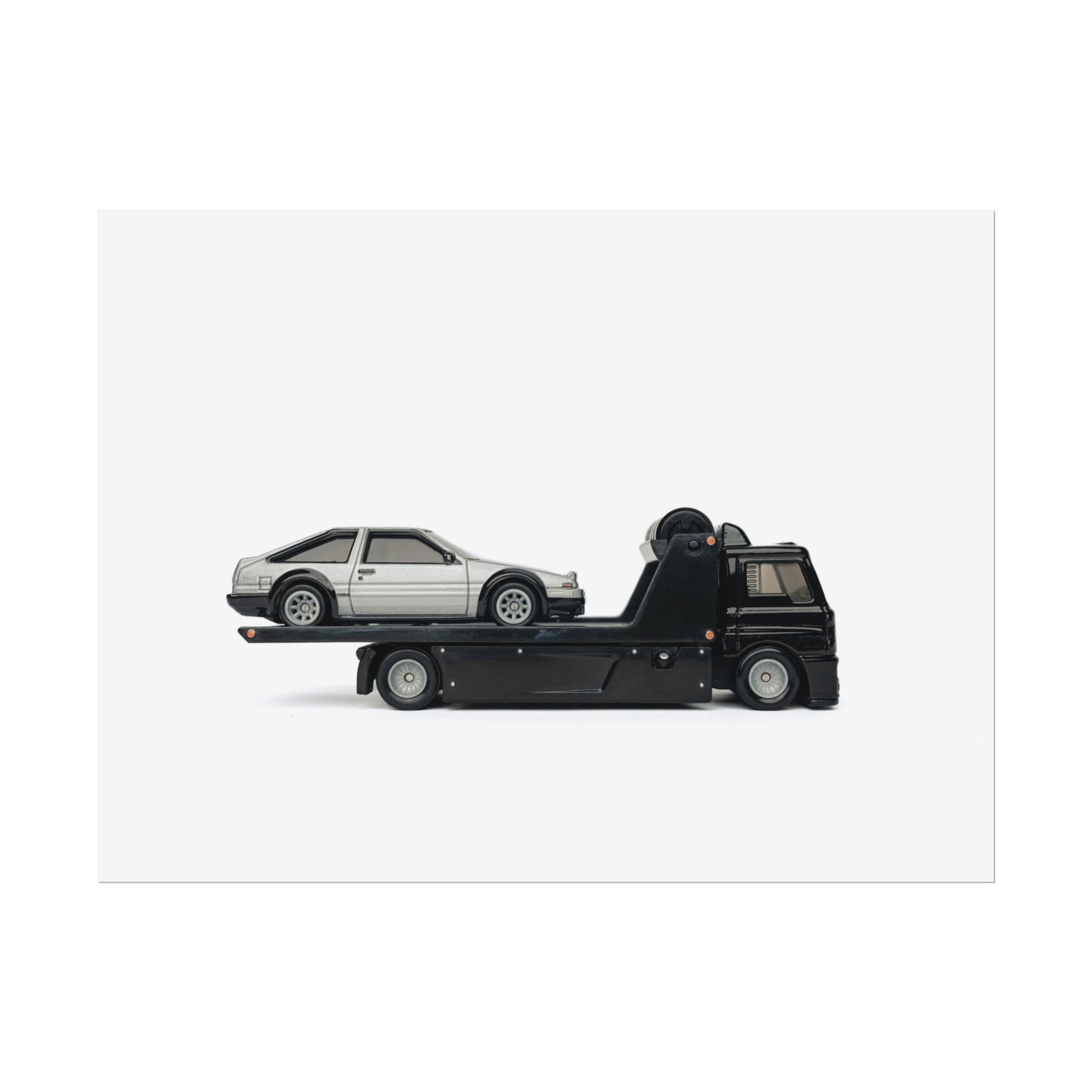 Silver AE86 JDM car on tow truck - Photography Print