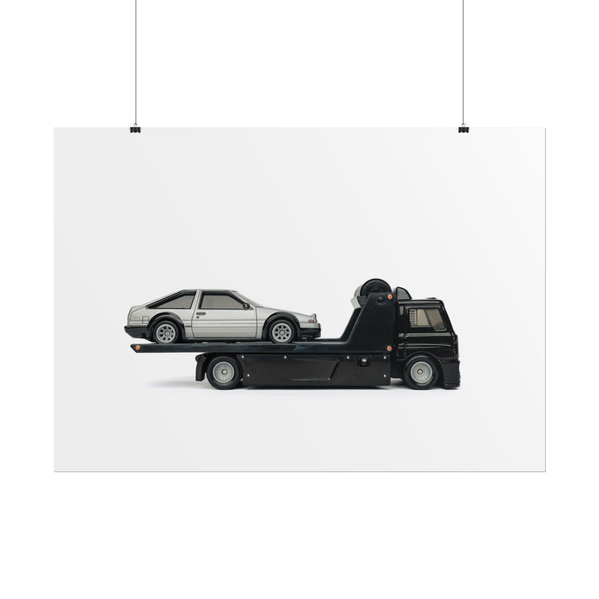 Silver AE86 JDM car on tow truck - Photography Print