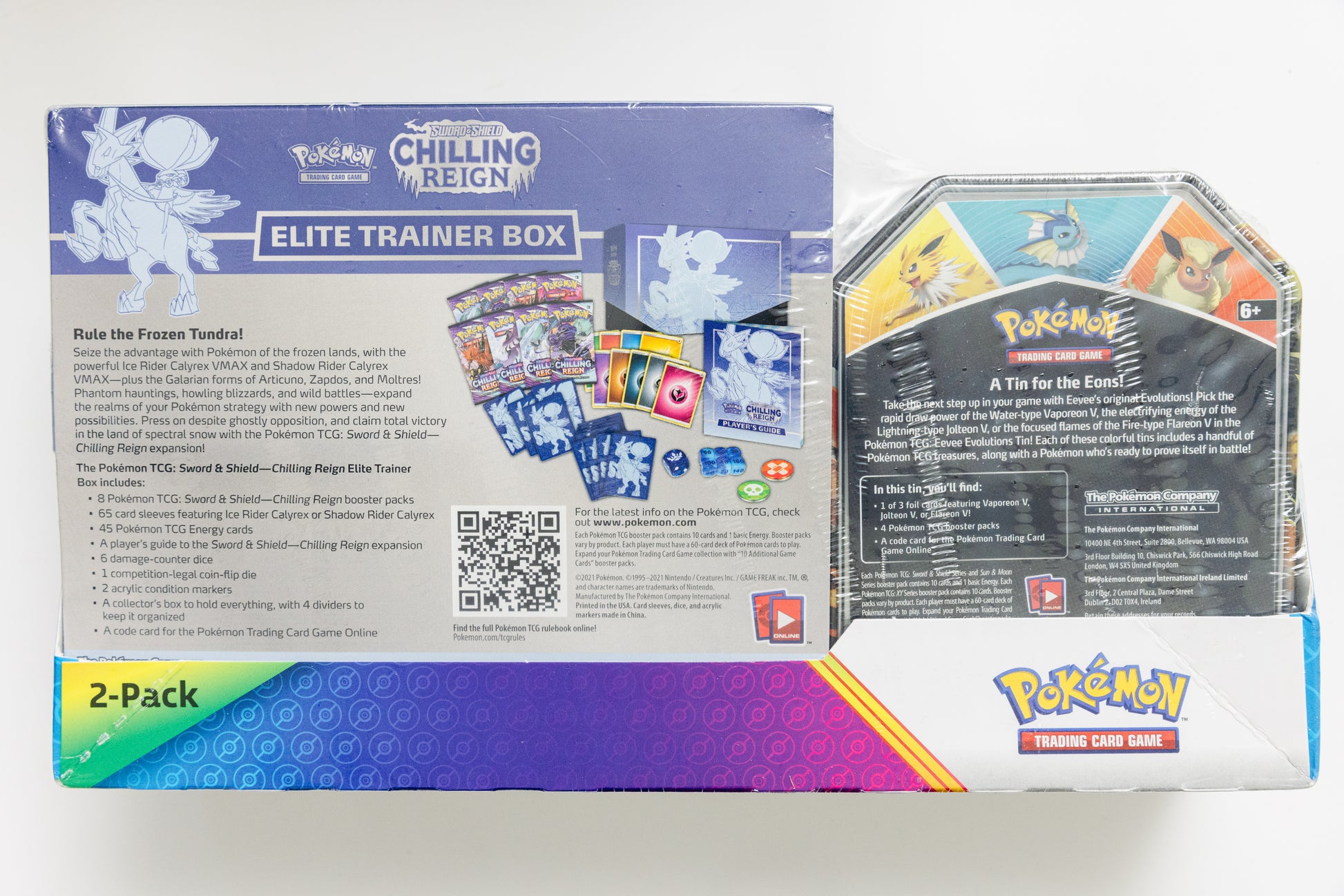Pokemon TCG - Chilling Reign ETB + Flareon V Tin 2 Pack (SEALED)