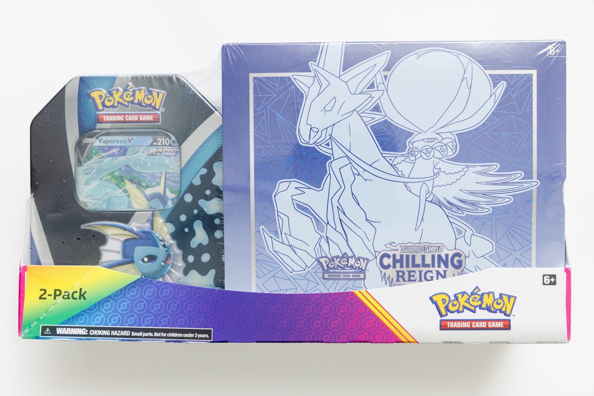 Pokemon TCG - Chilling Reign ETB + Vaporeon V Tin 2 Pack (SEALED)