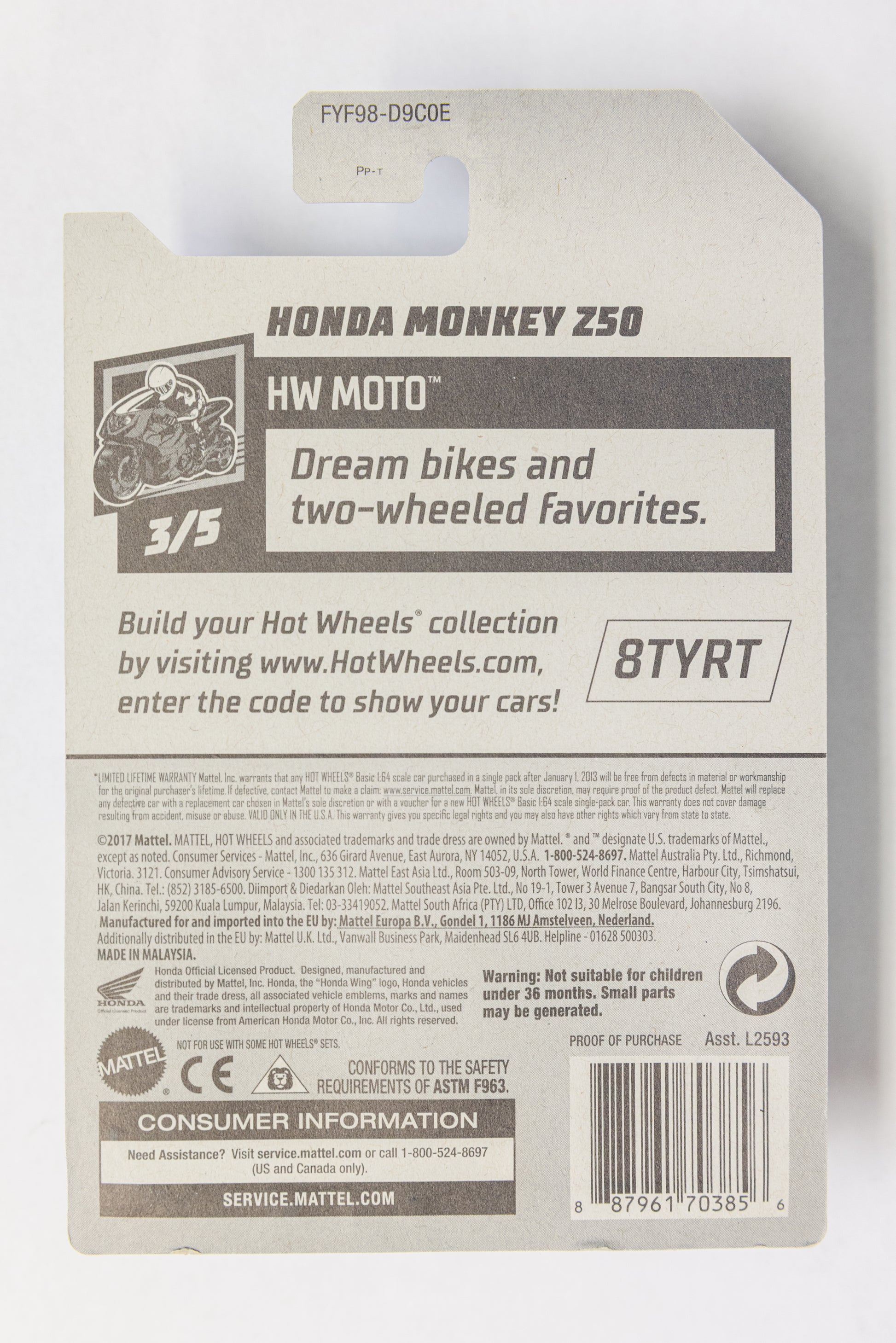 Honda Monkey Z50 TREASURE HUNT - HW Moto (Bad Card)