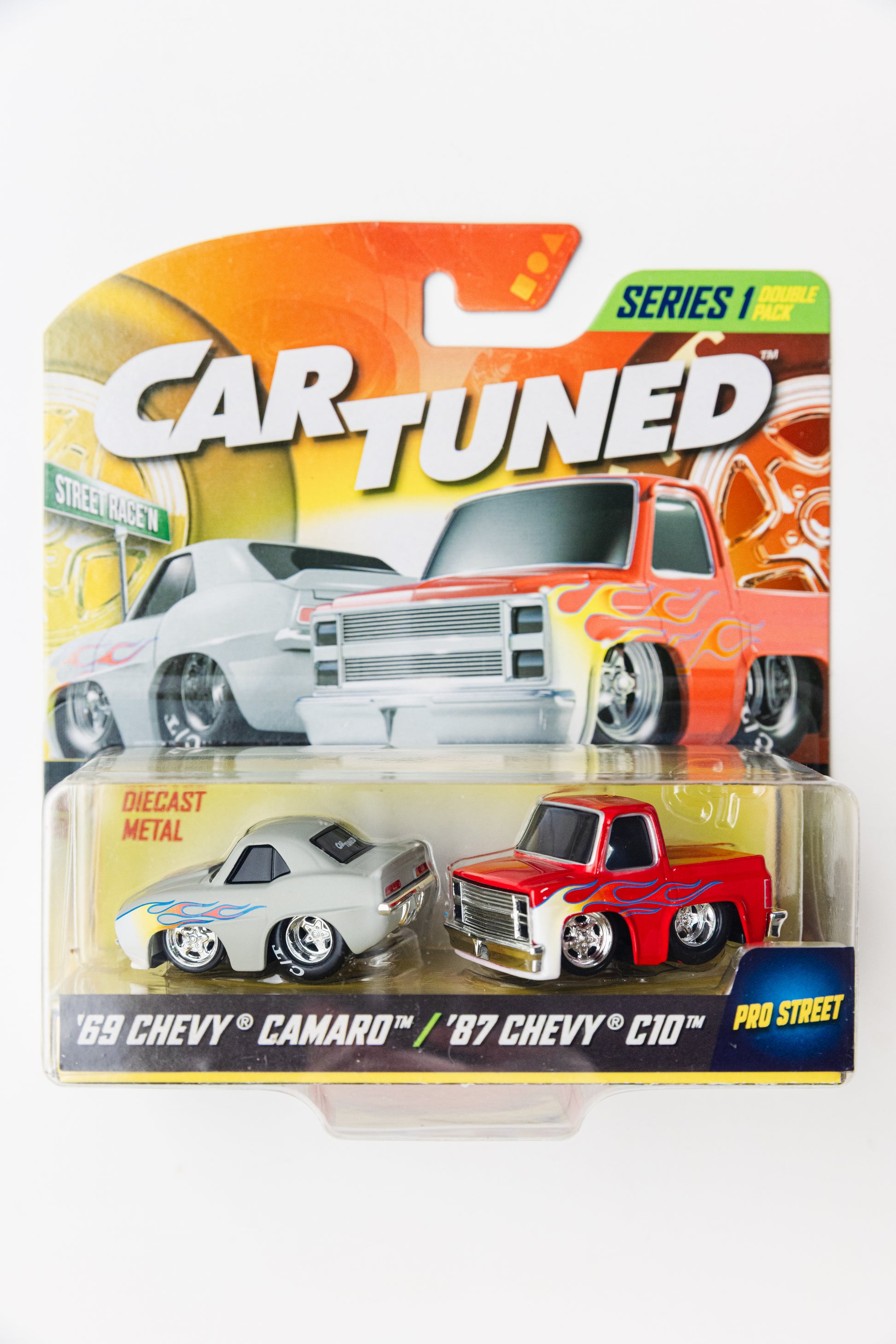 Car Tuned 2 Pack '69 Chevy Camaro + '87 Chevy C10 - Series 1 Pro Street