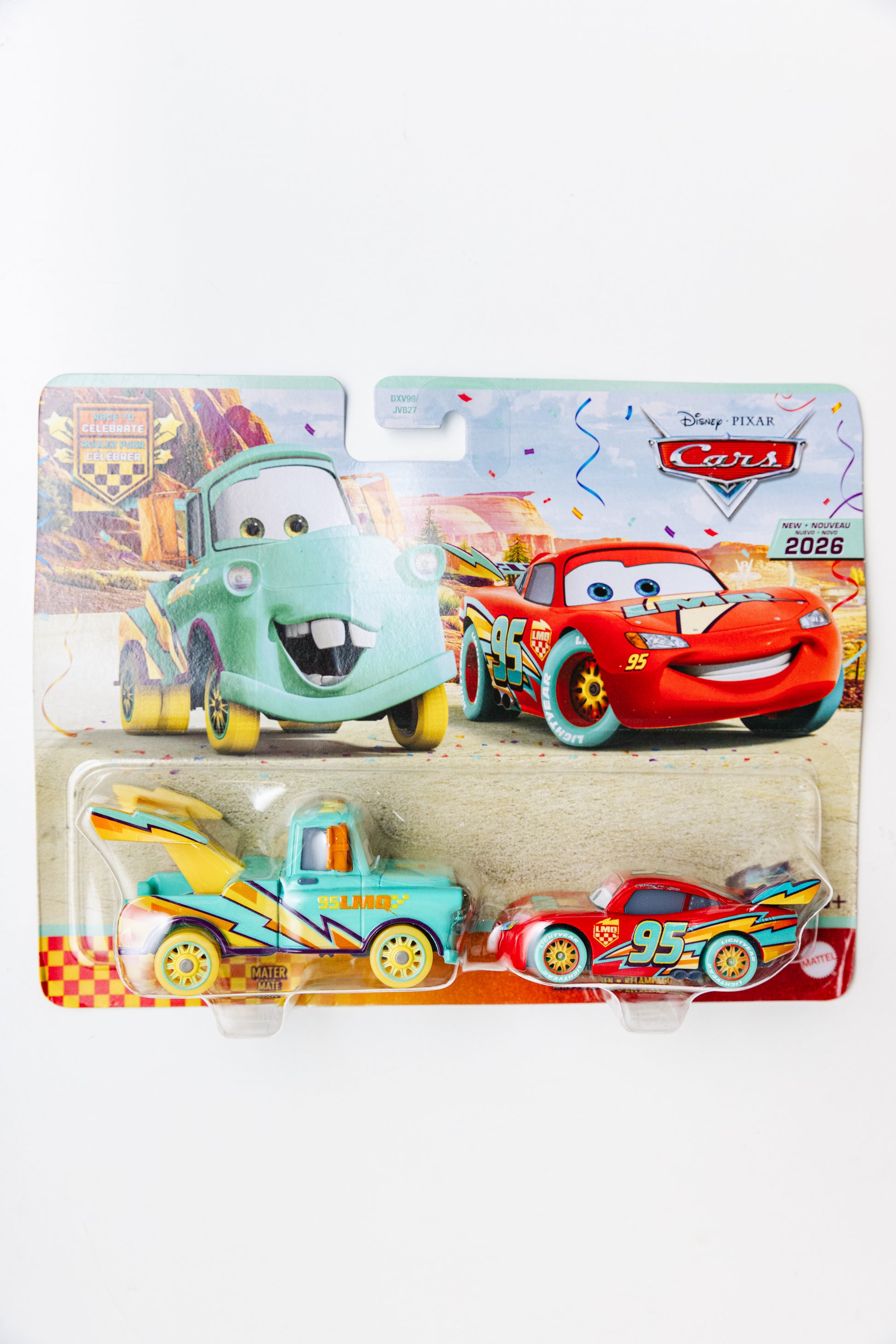 Disney Cars Mater + Lightning McQueen 2 Pack - Race To Celebrate (Damaged Card)