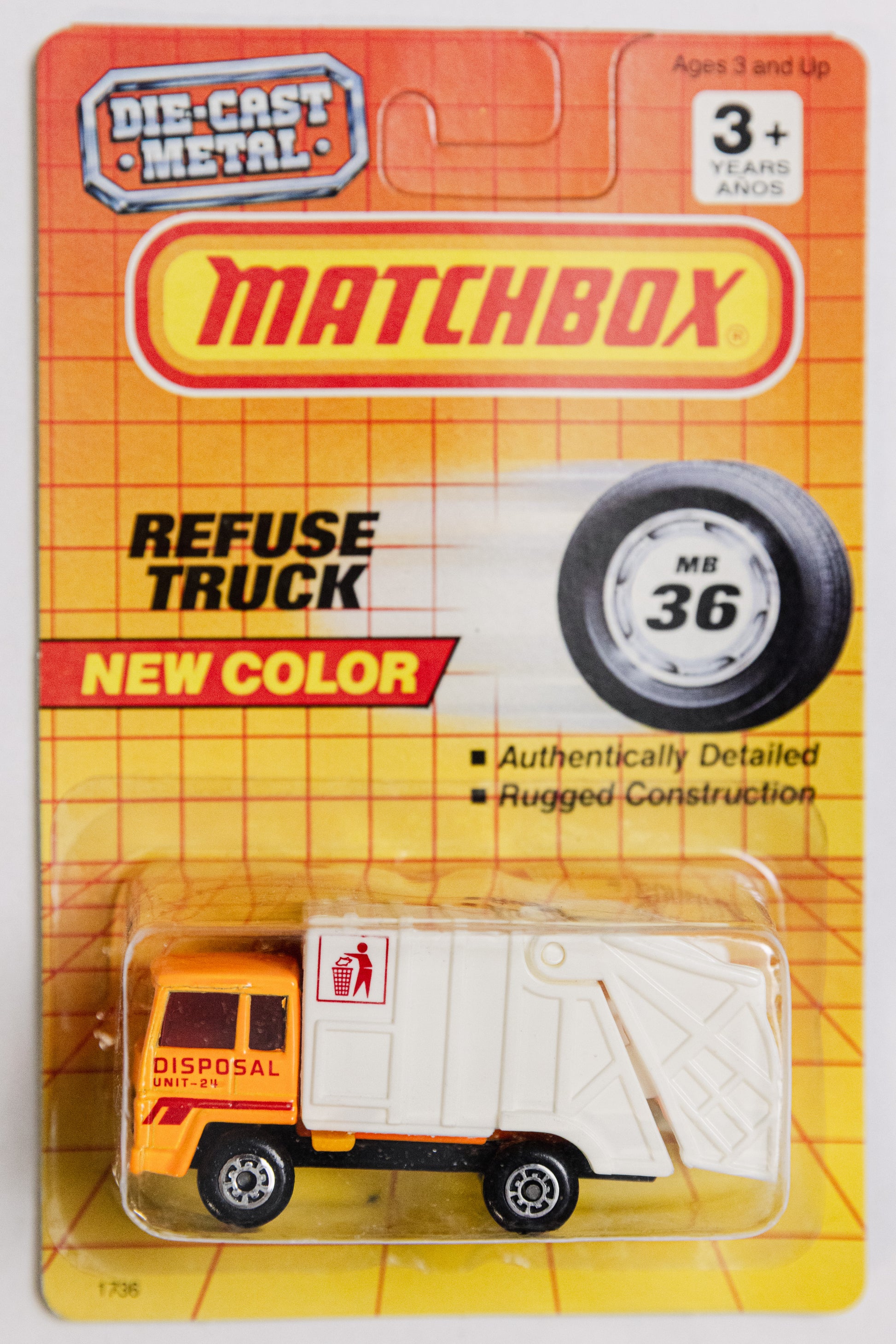 Matchbox Refuse Truck - Orange UNPUNCHED