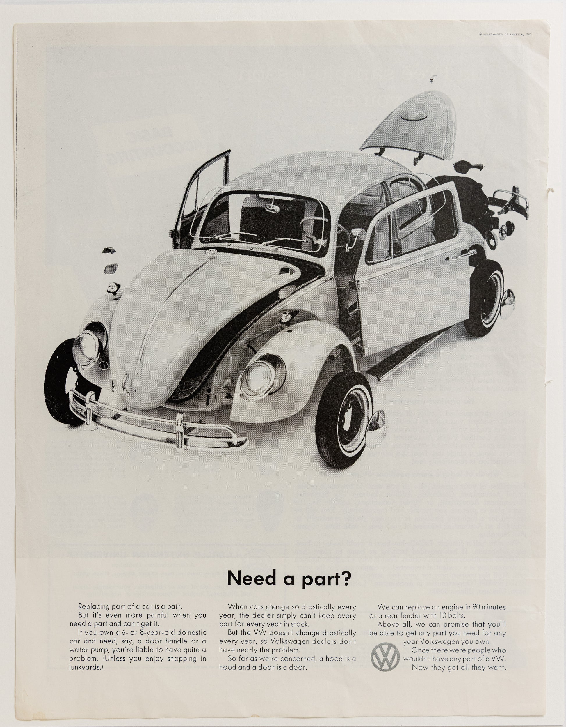 Vintage Ad - VW Beetle (Need A Part?)